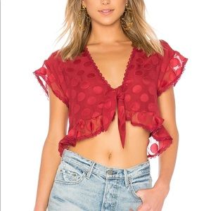 Tularosa red polka dot tie top